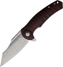 Shieldon Tranchodon Linerlock Red G10 Folding Damascus Pocket Knife 7093D1 picture