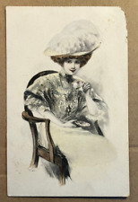 .01  POSTCARD 1913 USED - LADY POSING IN A LARGE HAT picture