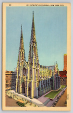 Postcard NY New York City St Patrick's Cathedral Linen UNP A12 picture