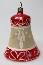 Vintage Blown Glass Stencil Flowery BELL Christmas Ornament Germany picture