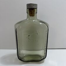 VINTAGE HENNESSY COGNAC EMPTY PINT GREEN FLASK BOTTLE - EMBOSSED AJ. HENNESSY picture