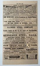 1893 Pensilvania steel company Large  vintage print ad Industrial Revolution picture