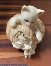 Lenox 2000 Halloween Kitten in Pumpkin Jack-O-Lantern With Mouse Figurine picture