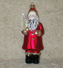 Red Santa w/White Christmas Tree Shatter Proof Ornament - New picture