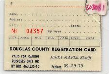 Douglas County NV Sheriff's Office Gaming Registration Card from 1979 picture