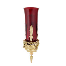 Ornate Wall Mount Sanctuary Lamp with Ruby Glass Religious Globe 3 In x 12 In picture