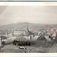 c1940s Florence, Italy Piazzare Michelangelo Kids Nuns Dance Photo Snapshot C52 picture