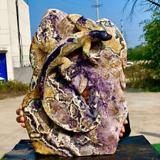 25LB Natural yellow fluorite cube hand carved lizard crystal sample picture