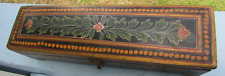 FABULOUS ANTIQUE FOLK ART HAND PAINTED INK AND QUILL WOODEN BOX JEWELRY KEYS ETC picture