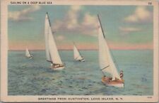 Postcard Sailing on a Deep Blue Sea Greetings Huntington Long Island NY  picture
