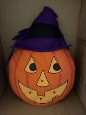Vintage Avon Pumpkin Pillow Jack O Lantern Witch Hat Plush Light 1991 Halloween picture