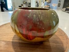 VTG 1960s Frank Moreno (?)Ceramics Brown Red Green Planter Drip Glaze Pottery picture