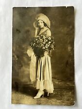 Snapshot Of A Young Girl With Flowers - Early 20th Century Fashion picture