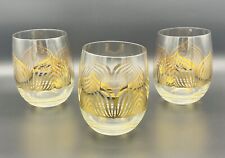 3 Signed Georges Briard MCM Stemless Wine Glasses w/ Gold Arches GBG 19 picture