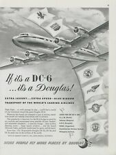 1948 Douglas DC-6 More People Fly More Places Flying Clouds Vintage Print Ad C9 picture