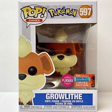Funko Pop  Pokemon Growlithe Flocked #597 2020 Fall Convention New W/ Protector picture