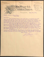 1905 Letter Alex Fraser & Co. Granite Dealer Mansfield, Ohio Works at Barre, Vt. picture