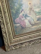 Antique Ornate Gold Wood Carved Gilt Gesso Frame Garden Party by Joseph Tomanek picture
