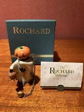 Peint Main Rochard Limoges France Pumpkin Head Ghost With Ball Chain and Lantern picture