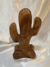 Vintage Leilani Monkey Pod Wood Cactus Toothpick Holder Hand Crafted Phillipines picture