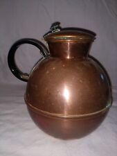 ANTIQUE / VINTAGE COPPER POT WITH HINGED LID AND BLACK HANDLE picture