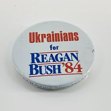 Ukrainian Americans for Reagan Bush '84 Pin back Political Campaig Button 2.25