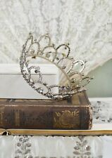 RARE LARGE COLLECTIBLE ANTIQUE VINTAGE RHINESTONE PRESENTATION PAGEANT CROWN  picture