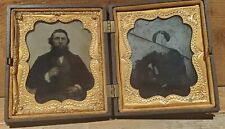 Antique 1850's Quarter Plate Ambrotype Husband Wife In Daguerreotype Double picture