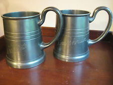 2 ANTIQUE/VINTAGE  PEWTER STEINS BEER MUGS FRANCE ONE PINT  picture