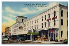 c1940's Main Street Business Section Building & New Hotel Ocala Florida Postcard picture