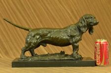 Handcrafted bronze sculpture SALE Bas Marble On Deco Art Dog Hound Basset Large picture