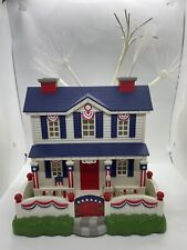 Avon Gift Collection Patriotic Lighted Fiber Optic House 4th of July. picture