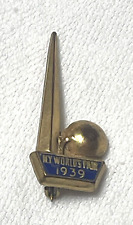 Vintage 1939 New York Worlds Fair Pin Trylon Perisphere Gold Tone & Enamel picture