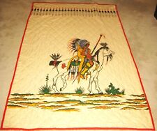 Hand Stiched American Indian Chief on Horseback Motif Comforter/Bedspread picture