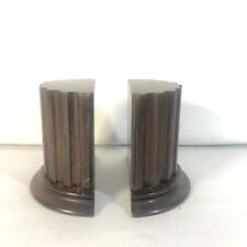 Vintage Solid Wood Bookends Dark cherry/mahogany Finish Roman Column Style picture