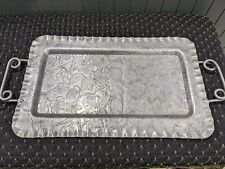 Vintage 1950's Cromwell Hand Hammered Wrought Aluminum Tray with Fruit picture