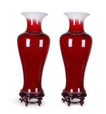 Pair 44inch Oxblood Vases Temple Jars Floor Vases Jar Chinese Chinoiserie Palace picture