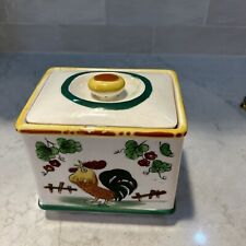 Vtg 50s Ceramic Small Spice Canister Jar with Lid NAPCO Roosters picture