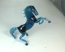 hand blown glass animals horse mustang figurine ornament murano style blue 4.5
