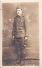 Original WWI RPPC Real Photo LIKELY 77th DIVISION AEF SOLDIER back NEW YORK 82 picture