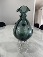 Vtg Empoli 3-Toed Teal Blue Green Italian Art Glass Vase picture