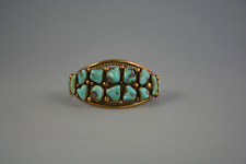 Vtg Navajo Copper Turquoise Cuff Bracelet - 14 Stones - Laura J Dabbs - 6 5/8