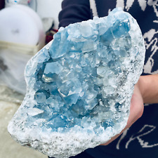 5.43LB Large Natural Blue Celestite Crystal Geode Quartz Cluster Mineral Specime picture