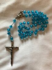 Vintage Catholic Rosary, Blue Plastic Beads, ITALY picture