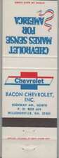 Matchbook Cover - Chevrolet Dealer - Bacon Chevrolet Milledgeville, GA picture