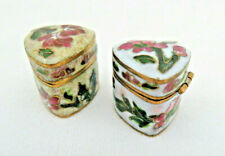 2 Chinese Cloisonne Enamel Hinged Top Trinket / Pill Boxes picture