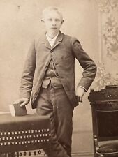 1895 Vtg Victorian Cabinet Card by Specht Dapper Young Man Marengo IO 442-180 picture