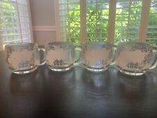 Vintage Nestle Nescafe World Globe Etched Glass Coffee Mugs Cups - Set of 4 picture