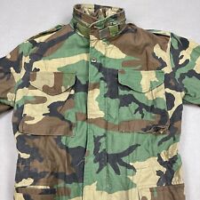 Vintage US Military Field Jacket Mens Small Green Cold Weather Camo Woodland picture