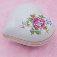 Hollohaza Hungary Porcelain Heart Shape Trinket Box 691 18 Vtg picture